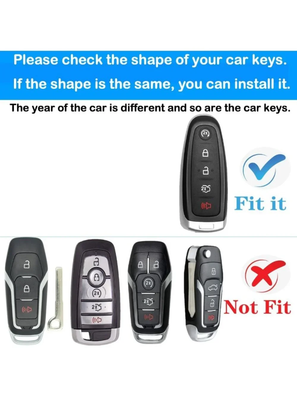 Soft TPU Key Fob Cover with Keychain - 5 Button Protection Case for Ford Models
